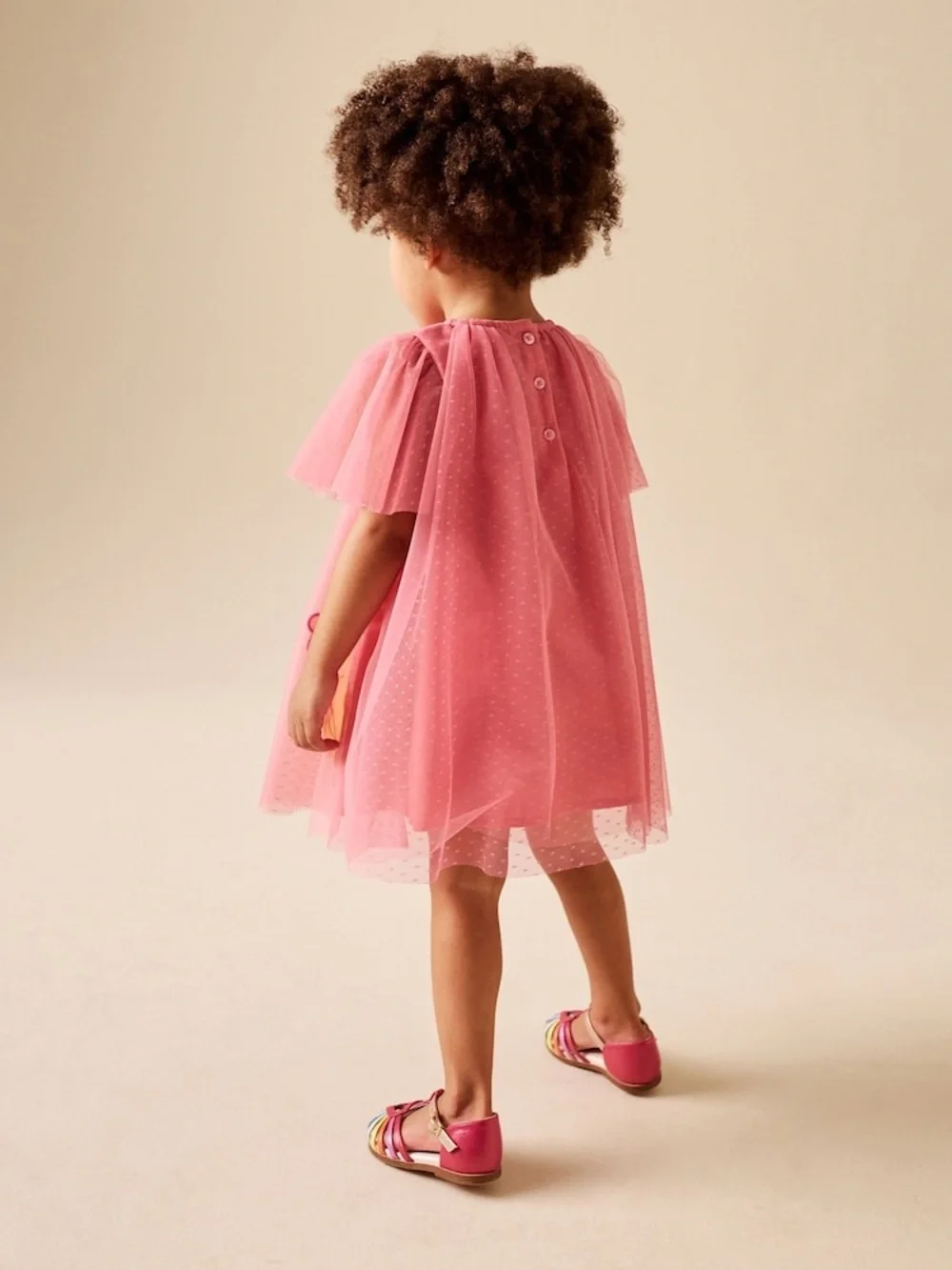 Coral Butterfly Angel Sleeve Mesh Dress NWT Size 3-4yrs